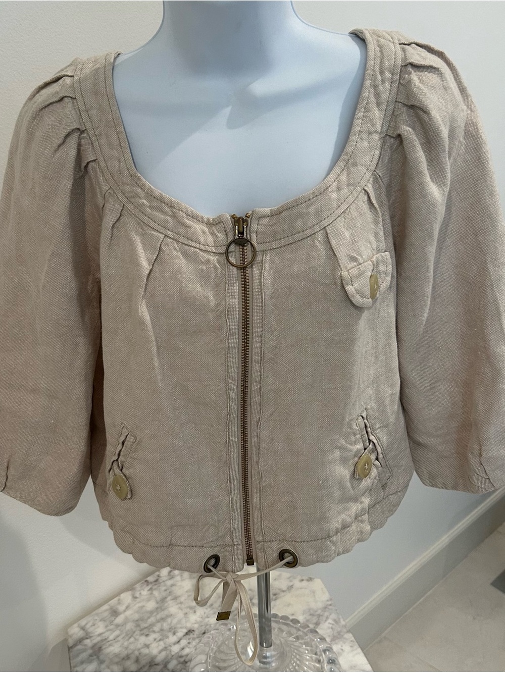 Anthropologie Ett Twa Corridors Passageways Linen Jacket Size 6 Y2K Boho